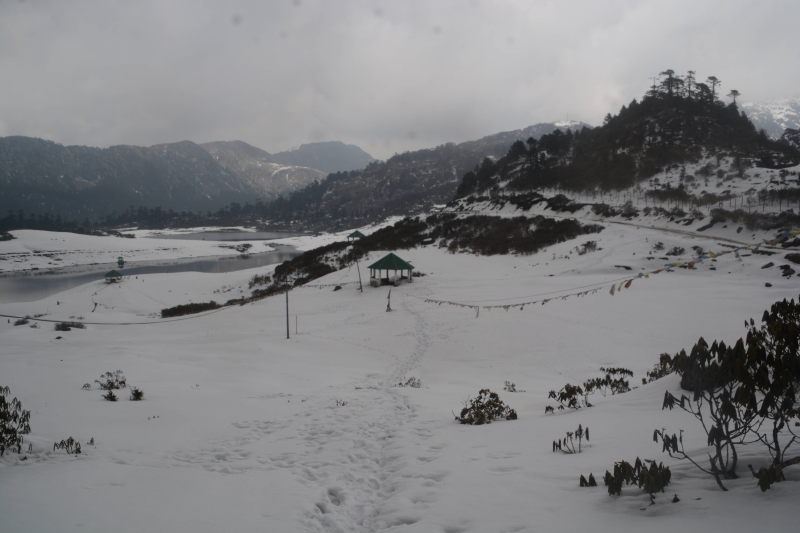 The frozen Panga Teng Tso or P T Tso lake.