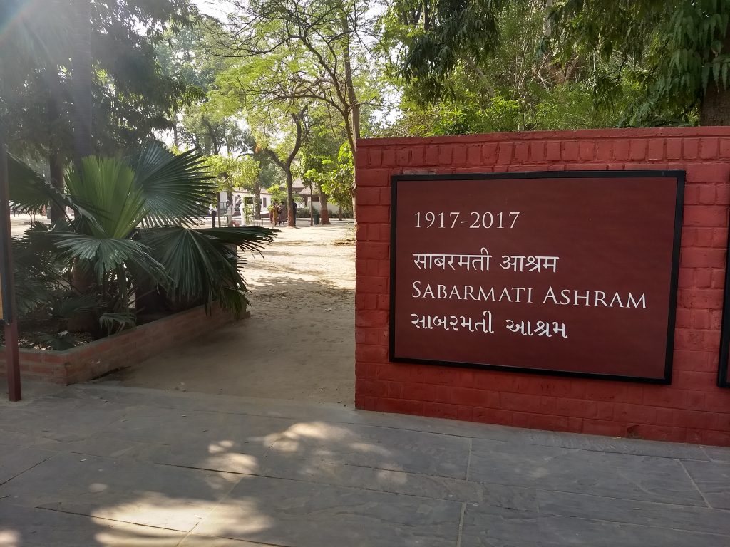 Sabarmati Ashram is on the western bank of Sabarmati river at Ahmedabad.