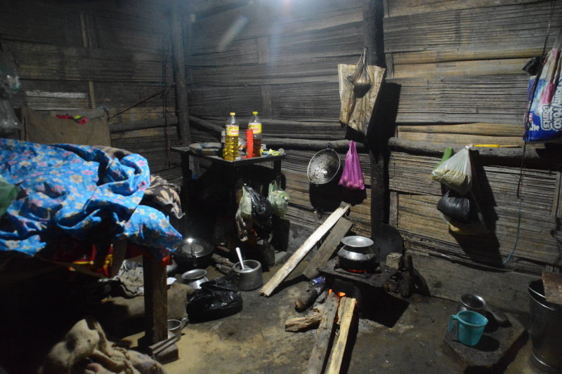 A snapshot of the barber's bamboo hut.