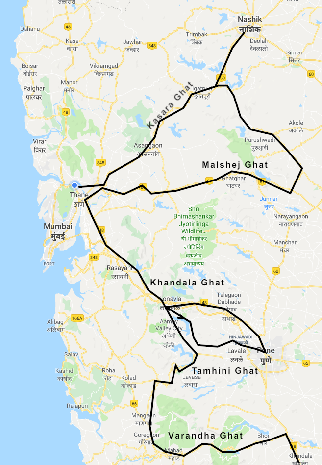 Our used route between Kasara Ghat and Varandha Ghat